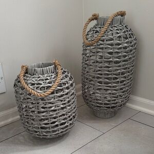Gray Woven Latern - Set of 2